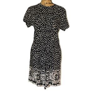 VTG 90s S. Roberts Black Beige Polka Dot Rayon Shorts Romper Pockets Women’s M